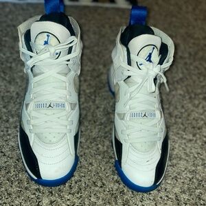Jordan White and Blue High-Top Sneakers